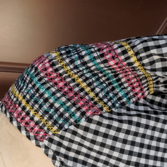 3/$15 Madewell women's blouse black white gingham puff sleeve sz med EUC - Picture 3 of 9